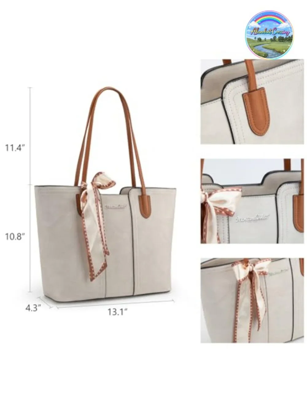 Faux Leather Tote Bag with Top Zipper for Women Office Casual